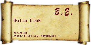 Bulla Elek névjegykártya